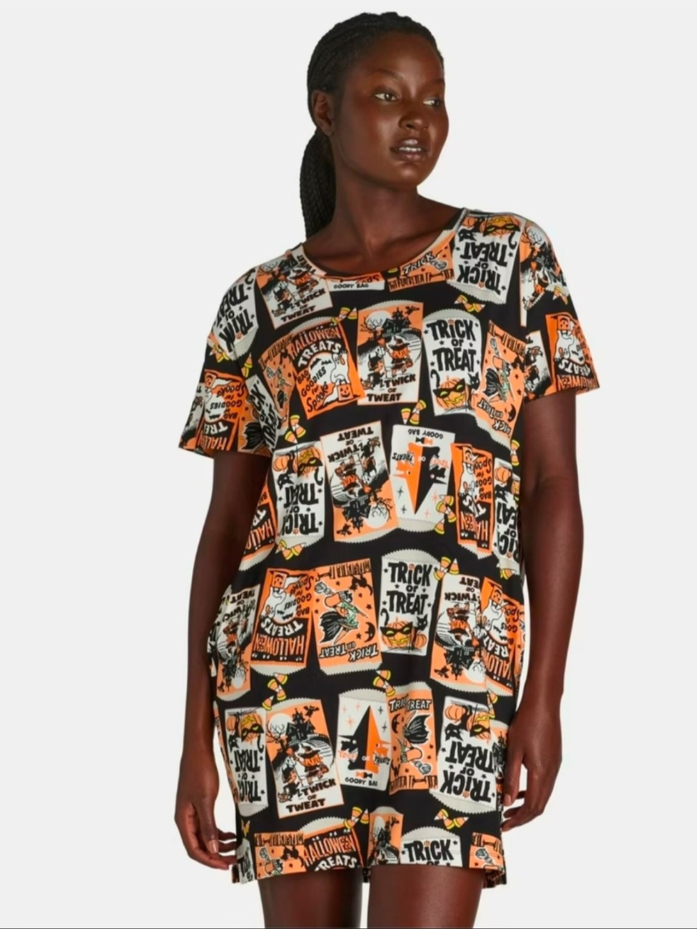 Halloween Treat Bag Graphic Oversized Sleep Shirt
